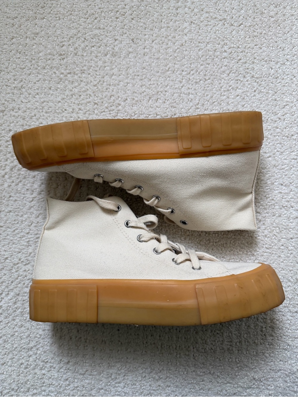 Zara Lace-Up High-Top Boots in Cream with Gum Sole